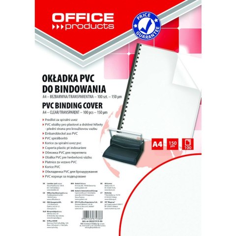 Okładki do bindownicy Office Products A4/150µm transparentne (100) Office Products